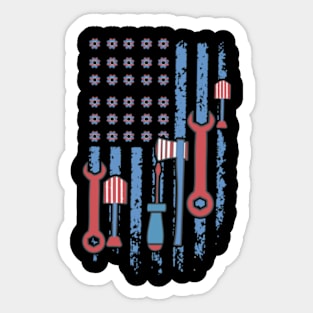 America Flag with working tools laborer happy labor day tee Sticker